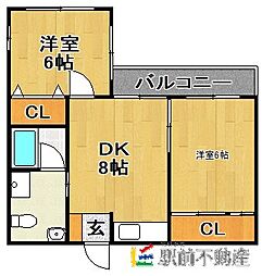 パークハイム21 2DKの間取図画像