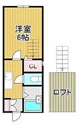 パンシオンビラ久留米D 1Kの間取図画像