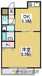 モンシェリ 1DKの間取図画像