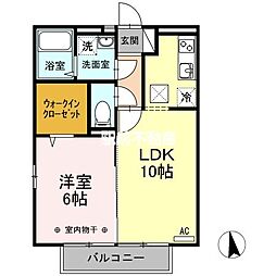コルリスB棟 1LDKの間取図画像