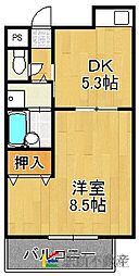 モンシェリ 1DKの間取図画像