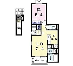 インター・ノースA 1LDKの間取図画像