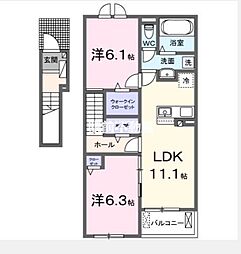 グリチーネの森 2LDKの間取図画像