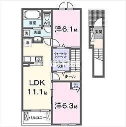 グリチーネの森 2LDKの間取図画像