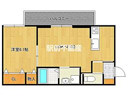ロイヤルタウン大和 1LDKの間取図画像