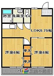ハイツカワウチ1 2LDKの間取図画像