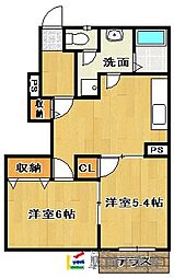 ラヴィアンローズ 2DKの間取図画像
