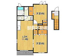 メゾンドソレイユ壱番館 2LDKの間取図画像