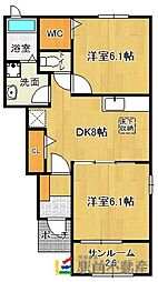 フレアルーチェ吉野ヶ里1 2DKの間取図画像
