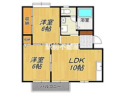 グレースコート上峰A 2LDKの間取図画像