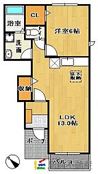ラピスアジュール 1LDKの間取図画像
