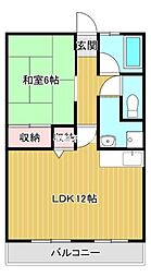 コーポ松本 1LDKの間取図画像