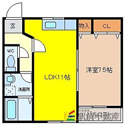 ファミール輝 1LDKの間取図画像