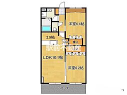 メゾンプレサス 2LDKの間取図画像
