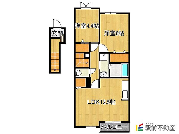 プロムナード・からたち 202｜福岡県柳川市宮永町(賃貸アパート2LDK・2階・56.33㎡)の写真 その2