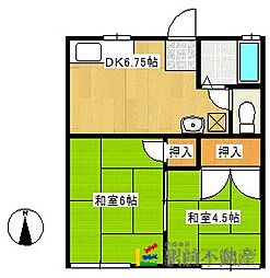 若葉荘 2DKの間取図画像