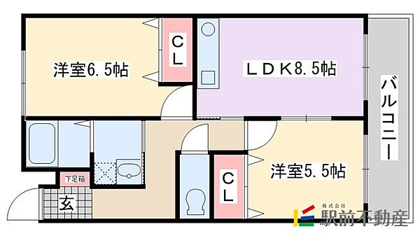 ミキハウス 103｜福岡県八女郡広川町新代(賃貸アパート2DK・1階・50.53㎡)の写真 その2