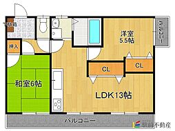 参番館 2LDKの間取図画像