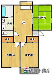 サンハイツA 3DKの間取図画像