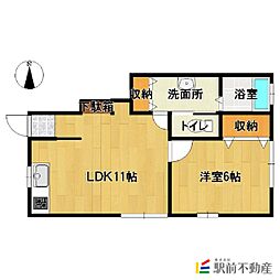 ハイデンス若菜 1LDKの間取図画像