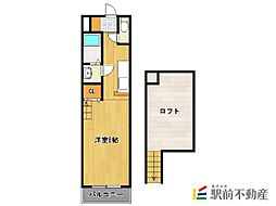 SHANTCHIKUGO 1Kの間取図画像