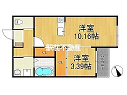 BraveBase八女I 1LDKの間取図画像