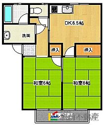 船小屋ハイツ 2DKの間取図画像