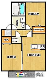 バッキンガムパレスA 2DKの間取図画像