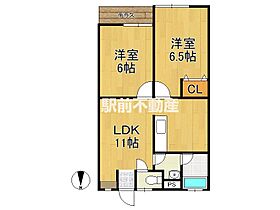 クリーンコーポひろかわ 3 ｜ 福岡県八女郡広川町大字新代889-6（賃貸アパート2LDK・1階・50.00㎡） その2