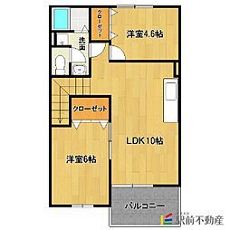 ケント・アヴェニュー壱番館 2階2LDKの間取り