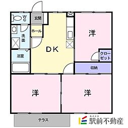 ハイツ・ウイステリアA 3DKの間取図画像