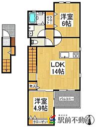 モカ 2LDKの間取図画像