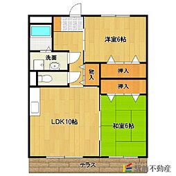 公園通り雄(ヒーロー) 2LDKの間取図画像