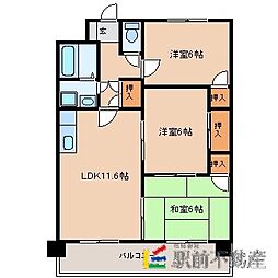 第3秋葉ビル 3LDKの間取図画像