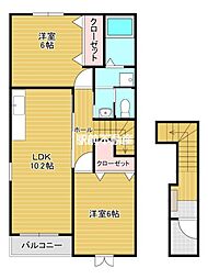 サンモールB 2LDKの間取図画像