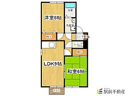 セジュール・オリカンA 2DKの間取図画像