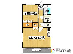 リオグランデかわの 1LDKの間取図画像