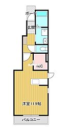 アプリコット1 1Kの間取図画像