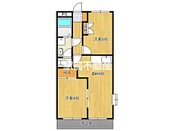 グローリアスハイム銀杏 2DKの間取図画像
