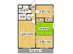 本田コーポ 3LDKの間取図画像