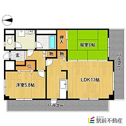 LIVE筑紫野 2LDKの間取図画像