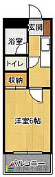 プレアール塔原東 1Kの間取図画像