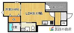 Portos春日 1LDKの間取図画像