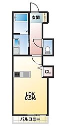 Prevoyance二日市 ワンルームの間取図画像
