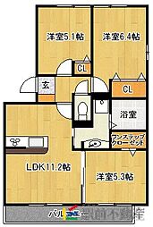 ブラン春日 3LDKの間取図画像