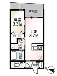 スペリオール二日市 1LDKの間取図画像