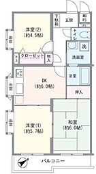 パールコート東大井 3DKの間取図画像