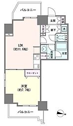 デュオシティ大森町 1LDKの間取図画像