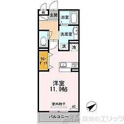 クレール西の庄 ワンルームの間取図画像