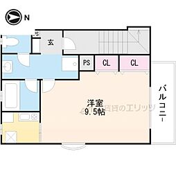 ヤマキタコーポ柳川 1Kの間取図画像